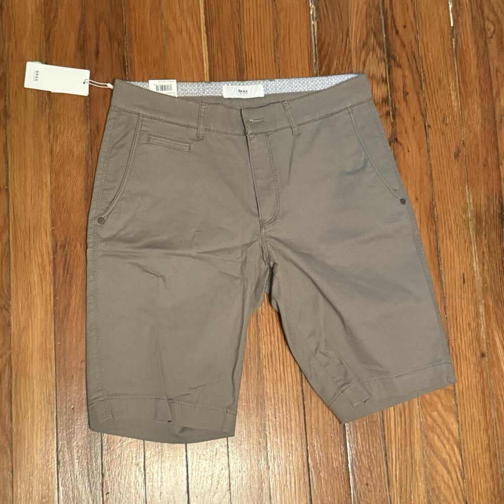 Brax Bari Shorts Mens Regular Fit Stretch Flat Front Chino Shorts 32
